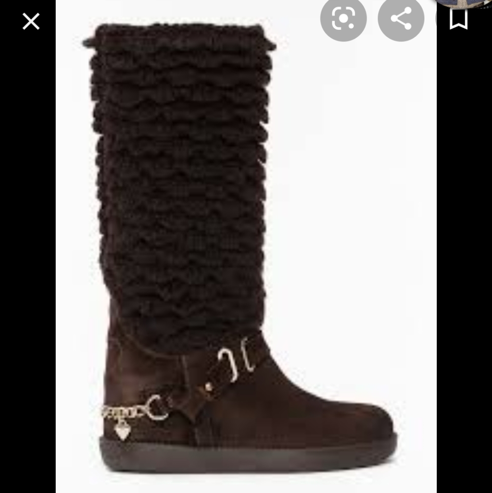 TWIN-SET Simona Barbieri Leather/Wool Sweater knit Hidden wedge Boho boot 37/6us